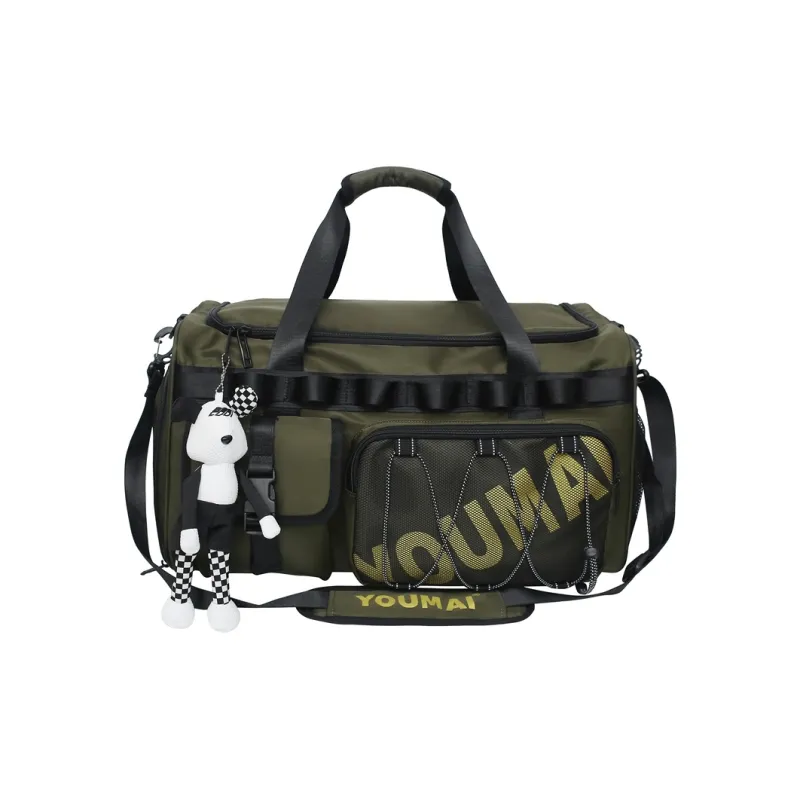Alcohol Dragon Nylon Travel Bag Unisex Black Ecru/Army Green/Turquoise/Red/Yellow/Pink-2