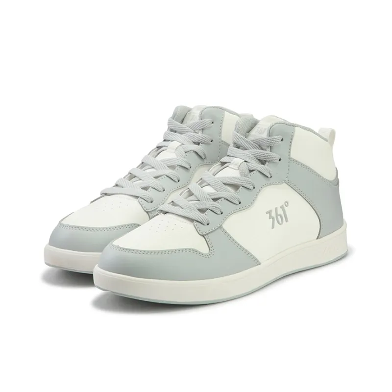361° Air Force One Anti Slip Wear Resistant Mid Top Skateboard Shoes Men's White Gray-2