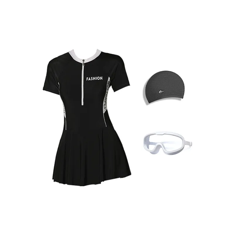 LEACCO Swimming Sets Polyamide Polyester Elastane Pool Women's Black-4