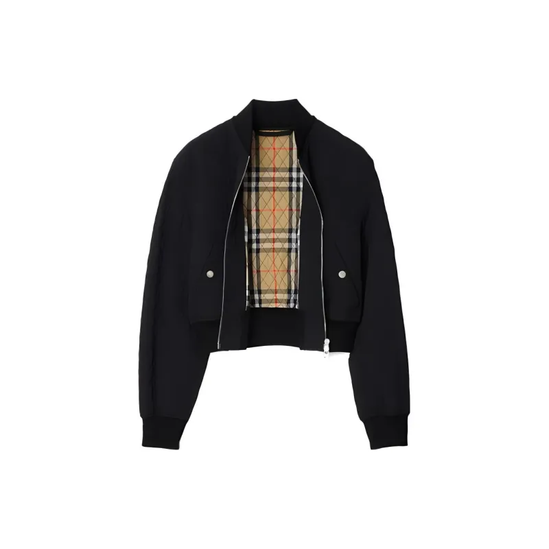 Burberry Quilted Cropped Bomber Jacket 'Black'-1