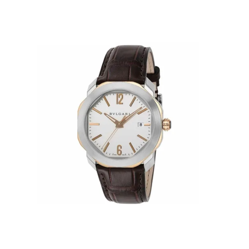 BVLGARI Wrist Watch Automatic Mechanical Movement Leather Watch Bands 41mm White Dial Men's Watches-0
