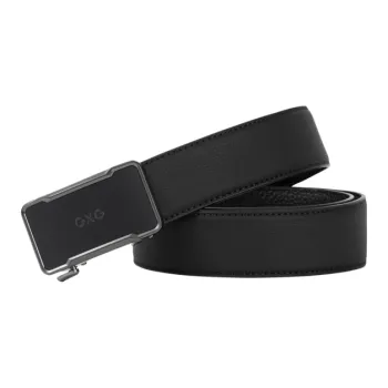 GXG Fashion Trend Automatic Buckle Business Pants Belt Korean Style Youth Belt Cow Leather Belts Men's Black 3.5cm