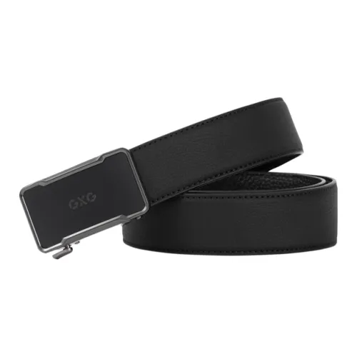 GXG Fashion Trend Automatic Buckle Business Pants Belt Korean Style Youth Belt Cow Leather Belts Men's Black 3.5cm