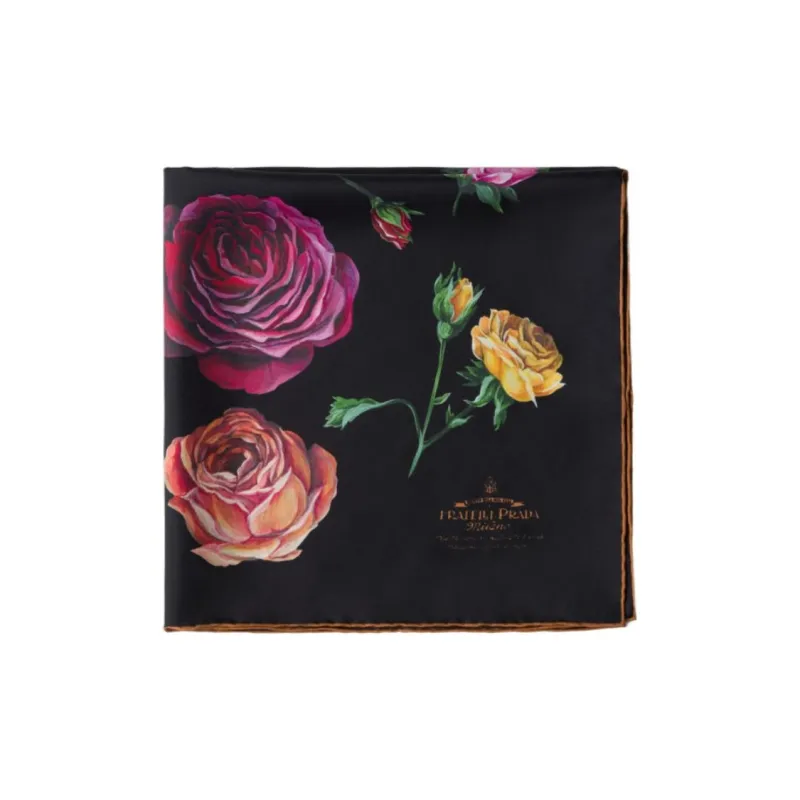 PRADA Fabric Silk Scarves Women's Black-1