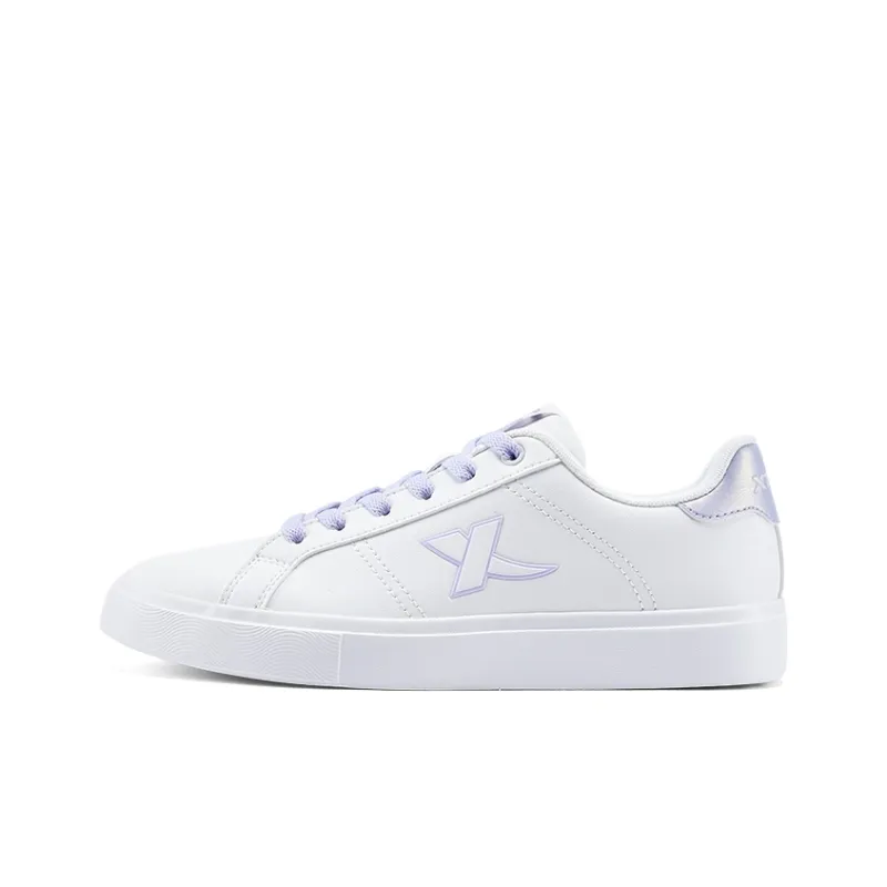 XTEP Anti Slip And Wear Resistant Lightweight Low Top Skateboard Shoes Women's Sail White Violet Blue-0