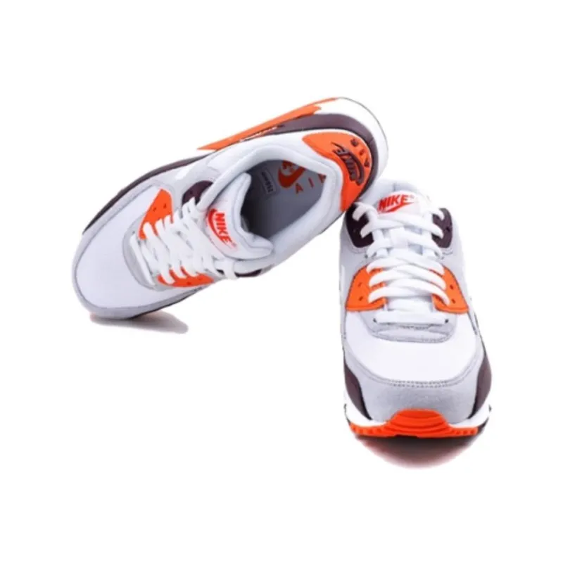 Nike Air Max 90 Anti Slip Wear Resistant Low Top Casual Running Shoes Men's White Brown-1