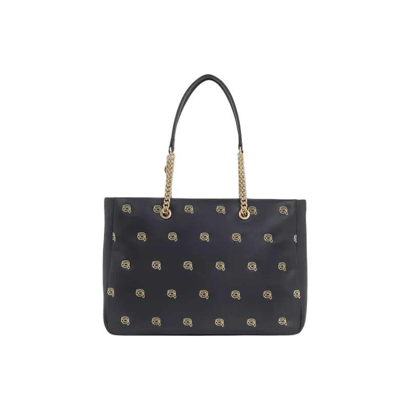 KARL LAGERFELD Polyurethane Tote Bag, Shopping Bag, Handbag, Shoulder Bag Women's Black-1