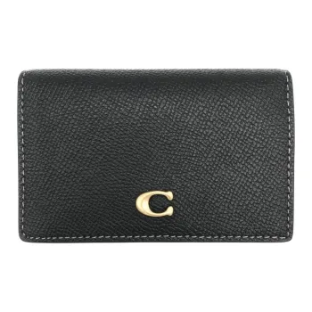 COACH Card Case Leather Coin Purse, Wallet, Card Holder Mini Unisex Black
