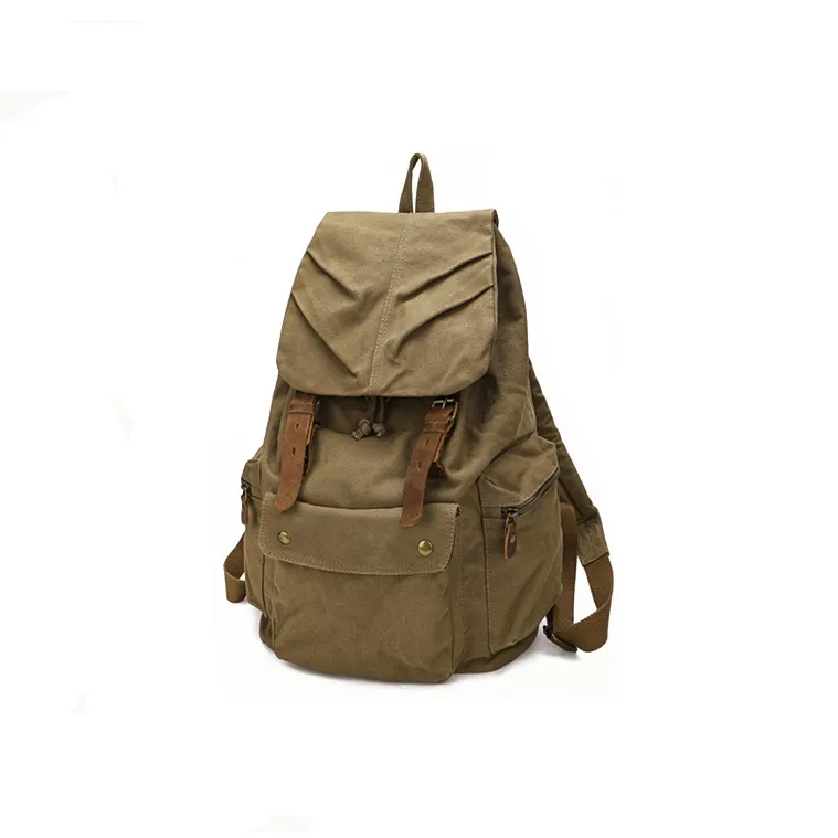 H YXIANG Canvas Backpack Regular Men's Black/Green/Army Green/Earth Yellow-6
