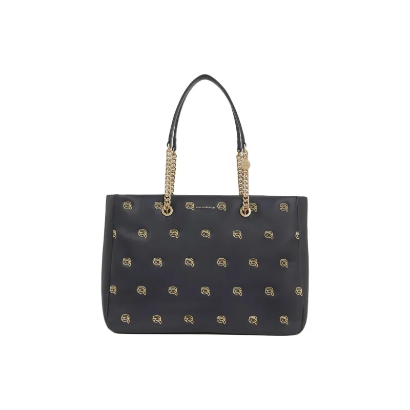 KARL LAGERFELD Polyurethane Tote Bag, Shopping Bag, Handbag, Shoulder Bag Women's Black-0