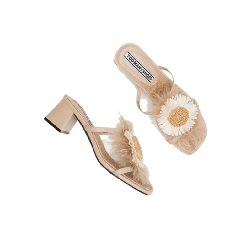 TOOMANYSHOES Slide Slippers Women's Apricot-3