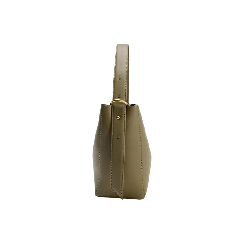 ZARA Polyurethane Bucket Bag Handbag Shoulder Bag Women's Green-2