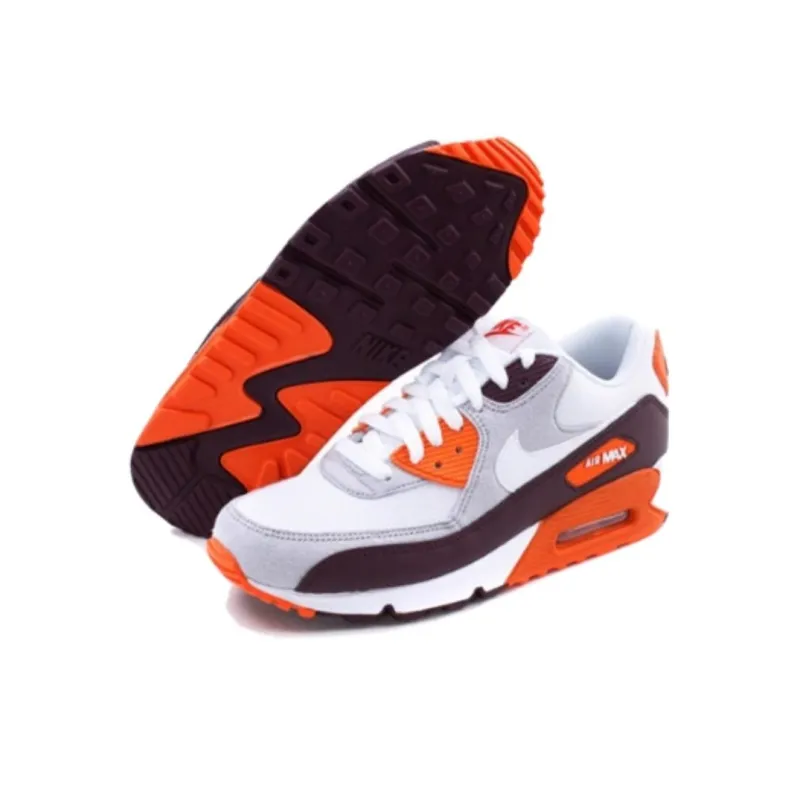Nike Air Max 90 Anti Slip Wear Resistant Low Top Casual Running Shoes Men's White Brown-3