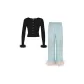 Black Top+Sky Blue Pants