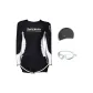 Black White Three-Piece Set (Swimsuit+Swim Goggles+Swimming Cap)