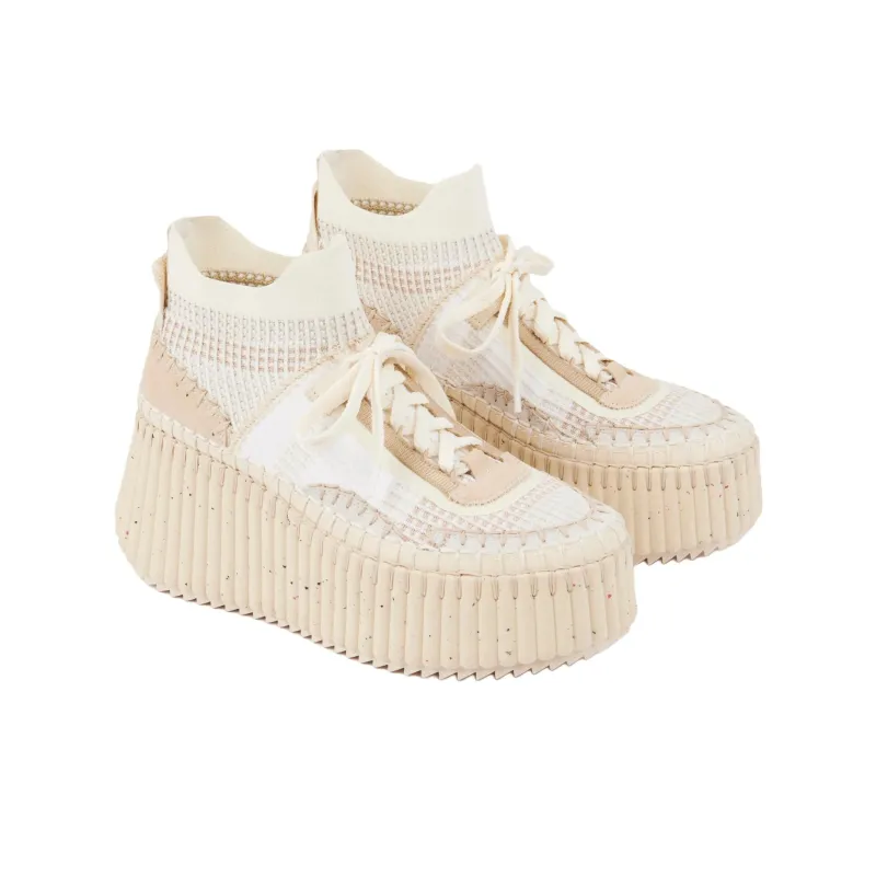 Chloe Nama Mid Top Casual Shoes Women's Beige-2