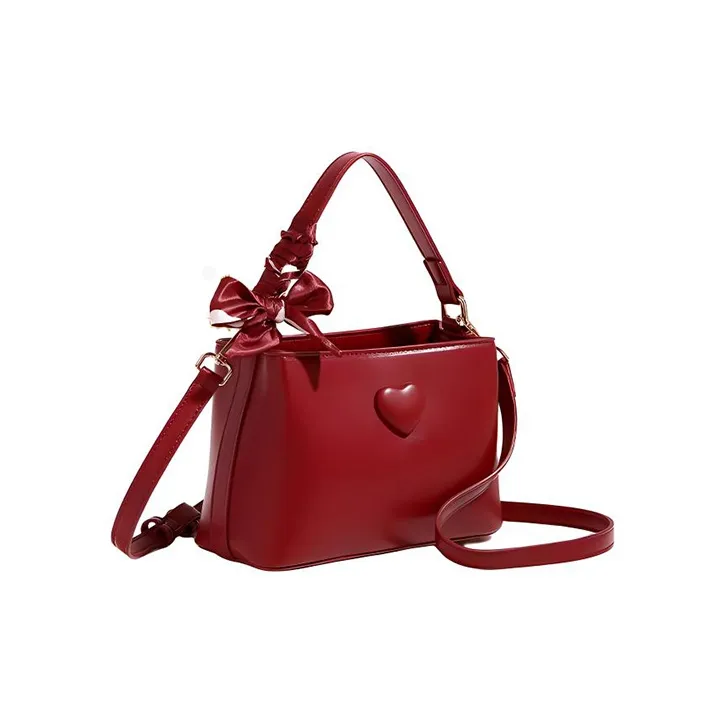 TTaG．baG Cow Leather Shoulder Bag, Crossbody Bag, Handbag Women's Burgundy-1