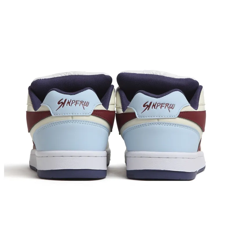 SINPERCO Anti Slip Wear Resistant Low Top Skateboard Shoes Women's Cream Blue-3