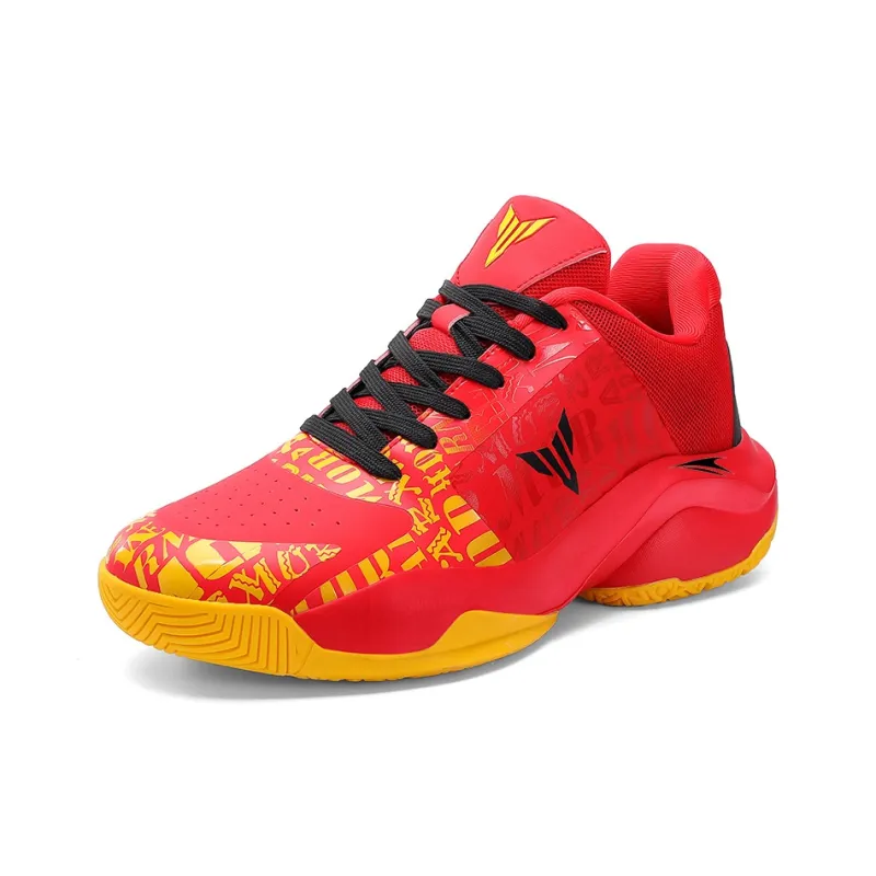 Kinglake Cushioning Height Increase High Top Basketball Shoes Unisex Red Yellow-1
