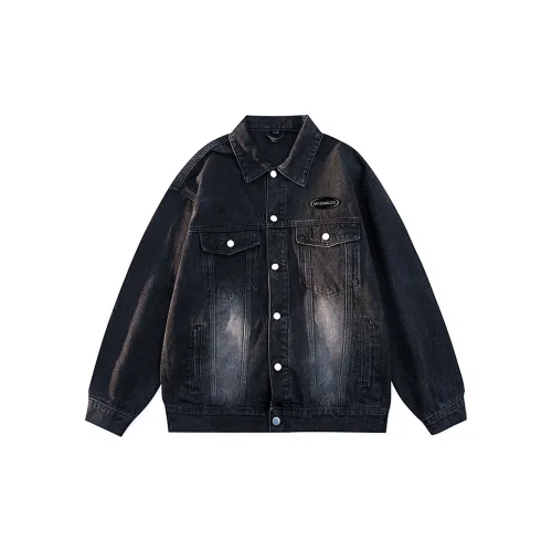 Magmode Denim Jackets Unisex Distressed White/Black