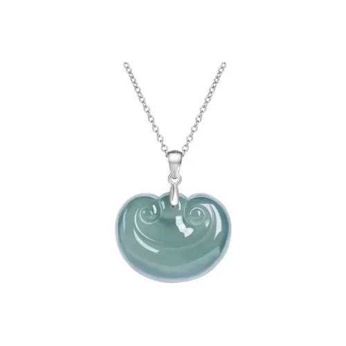 Long Fu Ice Glutinous Jadeite Necklace Vintage Classic Festive Accessory Women's