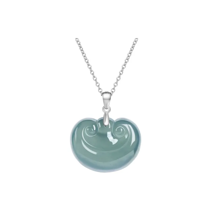 Long Fu Ice Glutinous Jadeite Necklace Vintage Classic Festive Accessory Women's-0