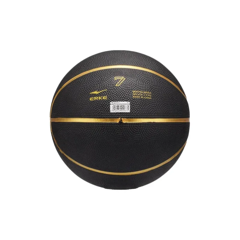 Erke Rubber Basketball Black Gold Size 5 Ball Training Unisex-2