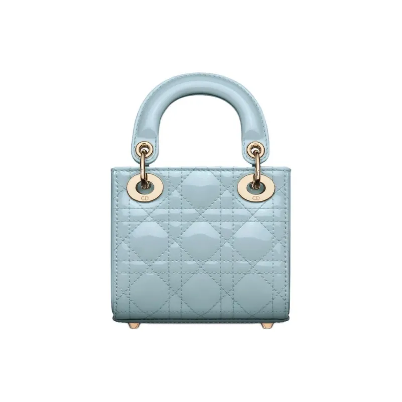 DIOR Lady Dior Patent Leather Cow Leather Patchwork Shoulder Bag Crossbody Bag Handbag Extra Mini Women's Space Blue-2