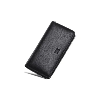 SEPTWOLVES Top Grain Cow Leather Wallet With Zip Closure Crossbody Bag Men's Black