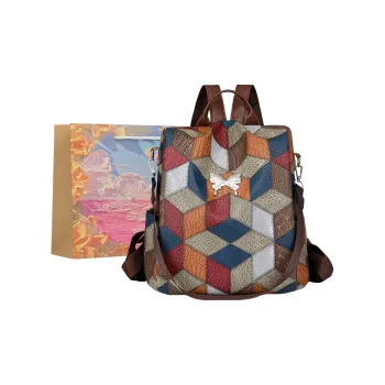 BRINCH PU One Shoulder Portable Backpack Unisex Blue Multicolor