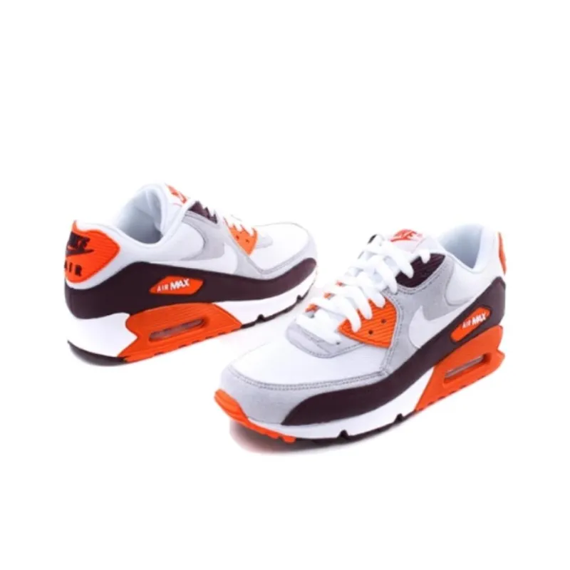 Nike Air Max 90 Anti Slip Wear Resistant Low Top Casual Running Shoes Men's White Brown-2