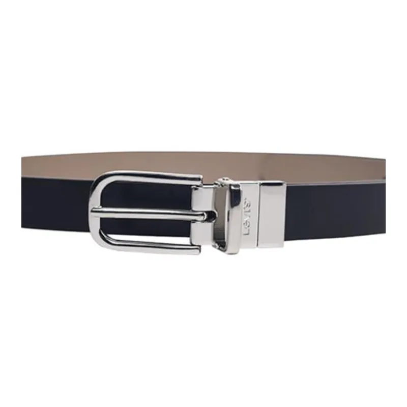 Levi’s Logo Emblem Pin Buckle Cow Split Leather Metal Leather Belts Women's Black Width 2.3CM-2