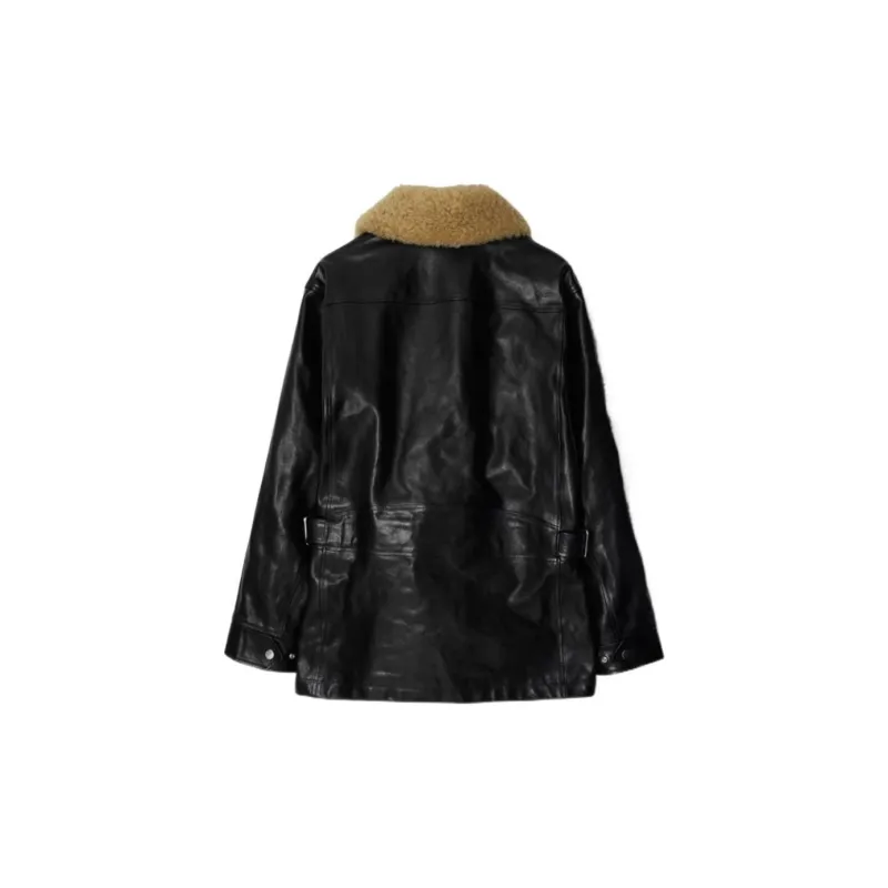 Burberry Shearling collar Leather Coat-1