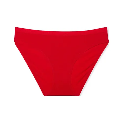 Victoria's Secret Stretch Cotton Lace-Trim Bikini Panty / Lipstick Underpants Women's 1 Pack Red