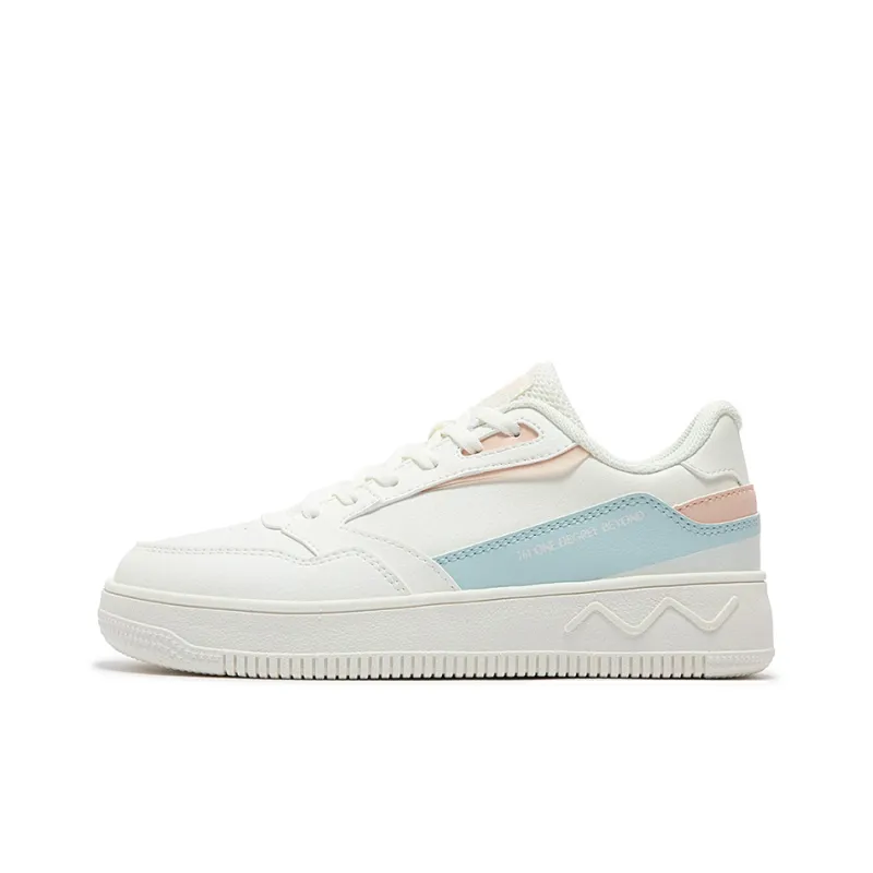 361° Anti-Slip Wear-Resistant Low-Top Skateboard Shoes Women's Feather White Thin Blue Yarn-0