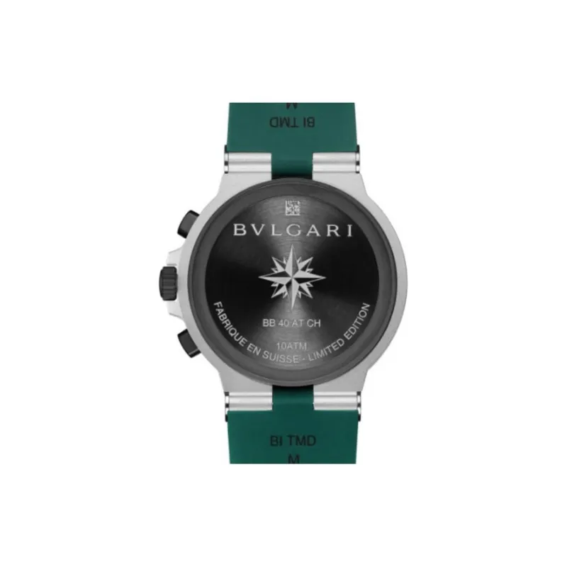 BVLGARI Bvlgari Bvlgari Series Wrist Watch Automatic Mechanical Movement Rubber Strap 40mm Green Dial Men's Watches-2
