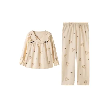Montagut Pajama Set Autumn And Winter Season Women's Two Piece Set Ecru