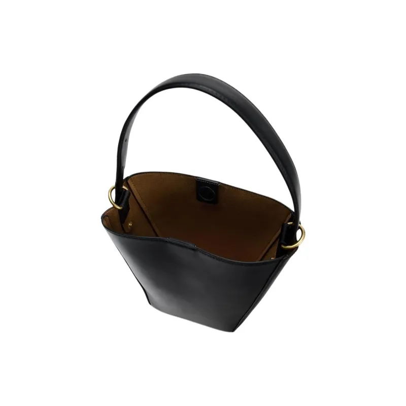 ZARA Polyurethane Bucket Bag, Handbag, Shoulder Bag Women's Black-6