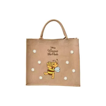 Disney Winnie The Pooh Series Burlap Tote Bag Shopping Bag Handbag Regular Women's Brown