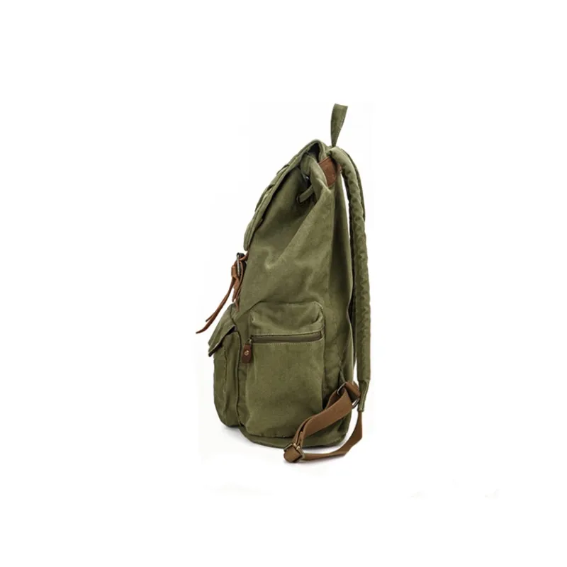 H YXIANG Canvas Backpack Regular Men's Black/Green/Army Green/Earth Yellow-4