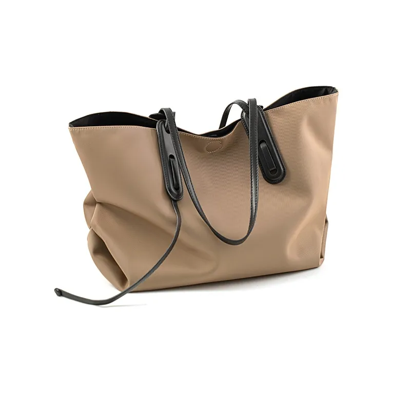 Vigno Synthetic Leather Tote Bag, Shopping Bag, Handbag, Shoulder Bag Women's Khaki/Black-3