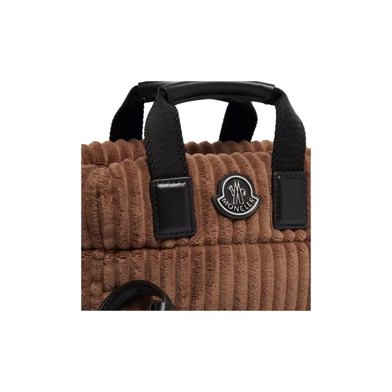 Moncler Corduroy Tote Bag, Shopping Bag, Handbag Mini Women's Brown-2