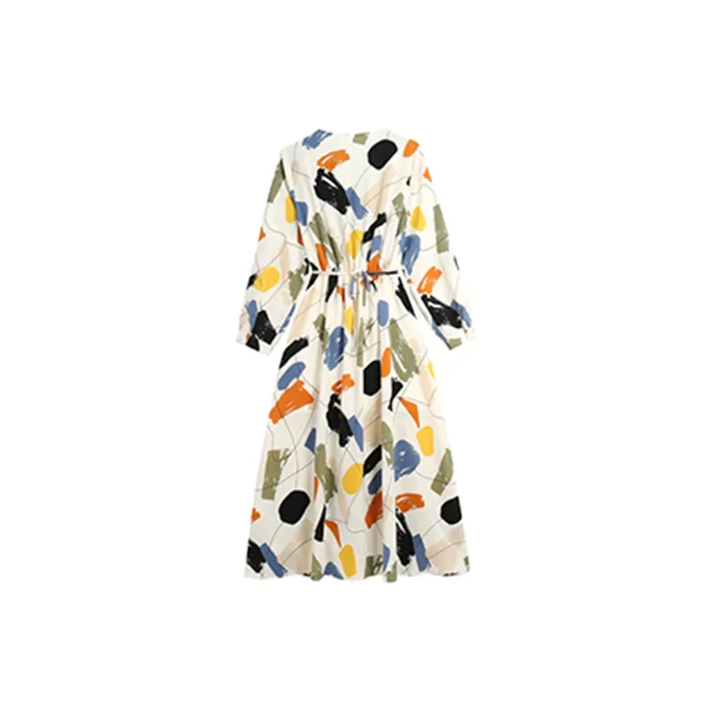 Fashion Long Sleeved Dress Women's Rich Multicolor-14