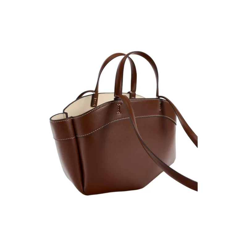 ZARA PU Tote Bag, Shopping Bag, Shoulder Bag, Handbag Large Size Women's Brown-2