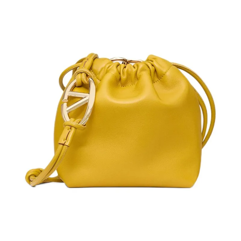 Valentino Vlogo Leather Crossbody Bag Shoulder Bag Mini Women's Yellow-1