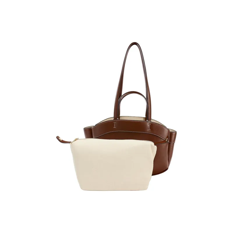 ZARA PU Tote Bag, Shopping Bag, Shoulder Bag, Handbag Large Size Women's Brown-4