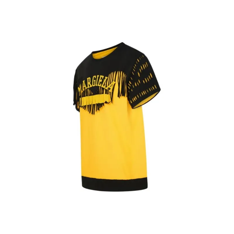 Maison Margiela Logo Prined Fringed T Shirt-2
