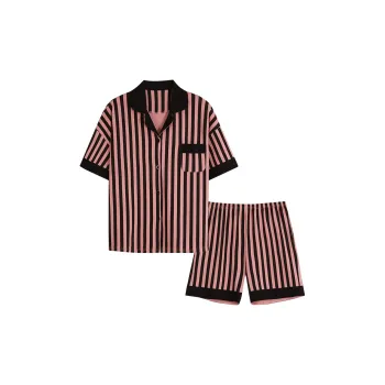 MIIOW Pajama Set Women's Sweet Pink Stripes
