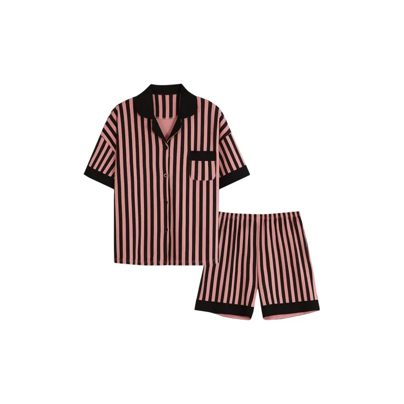 MIIOW Pajama Set Women's Sweet Pink Stripes-0
