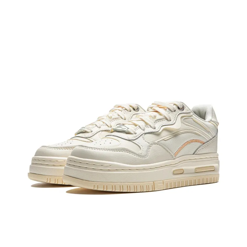 LiNing Future C1 Abrasion Resistant Slip Resistant Low Top Skateboard Shoes Women's Beige-3